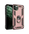 Apple iPhone 11 Pro Max Kılıf Sofya Yüzüklü Silikon Kapak - Rose