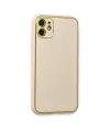 Apple İphone 12 Kılıf Coco Deri Silikon Kapak - Gold