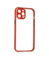 Apple iPhone 12 Kılıf Miami Şeffaf Silikon - Kırmızı