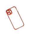 Apple iPhone 12 Kılıf Miami Şeffaf Silikon - Kırmızı