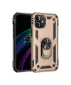 Apple iPhone 12 Kılıf Sofya Yüzüklü Silikon Kapak - Gold