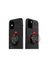 Apple İphone 12 Mini Kılıf Range Yüzüklü Silikon - Siyah-kırmızı
