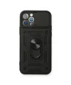 Apple İphone 12 Pro Kılıf Pars Lens Yüzüklü Silikon - Siyah