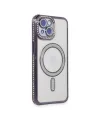 Apple İphone 13 Kılıf Joke Simli Magneticsafe Kılıf - Derin Mor