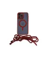 Apple İphone 13 Pro Max Kılıf Divo Lazer Askılı Magsafe Kapak - Kırmızı