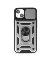 Apple İphone 14 Kılıf Pars Lens Yüzüklü Silikon - Gümüş