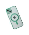 Apple İphone 14 Plus Kılıf Magneticsafe Lazer Silikon - Haki Yeşil