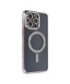 Apple İphone 14 Pro Kılıf Joke Simli Magneticsafe Kılıf - Gri