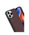 Apple İphone 14 Pro Max Kılıf Aras Deri Kapak - Bordo