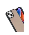Apple İphone 15 Kılıf Aras Deri Kapak - Pudra