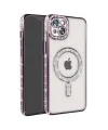 Apple İphone 15 Kılıf Joke Simli Magneticsafe Kılıf - Derin Mor