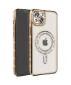 Apple İphone 15 Kılıf Joke Simli Magneticsafe Kılıf - Gold