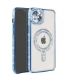 Apple İphone 15 Kılıf Joke Simli Magneticsafe Kılıf - Mavi
