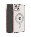 Apple İphone 15 Kılıf Joke Simli Magneticsafe Kılıf - Pembe