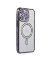 Apple İphone 15 Pro Kılıf Joke Simli Magneticsafe Kılıf - Derin Mor