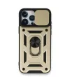 Apple İphone 15 Pro Kılıf Pars Lens Yüzüklü Silikon - Gold