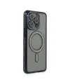 Apple İphone 15 Pro Max Kılıf Joke Simli Magneticsafe Kılıf - Lacivert