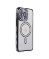 Apple İphone 15 Pro Max Kılıf Joke Simli Magneticsafe Kılıf - Siyah