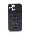 Apple İphone 15 Pro Max Kılıf Pars Lens Yüzüklü Silikon - Lacivert