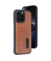 Apple İphone 15 Pro Max Kılıf Sara Kartvizitli Deri Kılıf - Taba