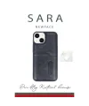 Apple İphone 15 Sara Kartvizitli Deri Kılıf - Lacivert