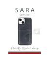 Apple İphone 15 Sara Kartvizitli Deri Kılıf - Siyah