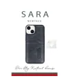 Apple iPhone 15 Sara Kartvizitli Deri Kılıf - Siyah