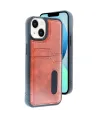 Apple İphone 15 Sara Kartvizitli Deri Kılıf - Taba