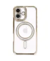 Apple İphone 16 Kılıf Joke Simli Magneticsafe Kılıf - Gold