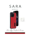 Apple İphone 16 Kılıf Sara Kartvizitli Deri Kılıf - Siyah