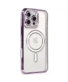 Apple İphone 16 Pro Kılıf Joke Simli Magneticsafe Kılıf - Derin Mor