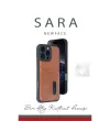 Apple İphone 16 Pro Kılıf Sara Kartvizitli Deri Kılıf - Siyah