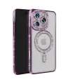 Apple İphone 16 Pro Max Kılıf Joke Simli Magneticsafe Kılıf - Derin Mor