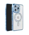 Apple İphone 16 Pro Max Kılıf Joke Simli Magneticsafe Kılıf - Mavi