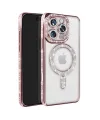 Apple İphone 16 Pro Max Kılıf Joke Simli Magneticsafe Kılıf - Pembe
