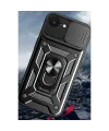 Apple iPhone 16E Kılıf Pars Lens Yüzüklü Silikon - Siyah
