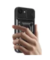 Apple iPhone 16E Kılıf Pars Lens Yüzüklü Silikon - Siyah