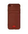 Apple İphone 7 Kılıf Kelvin Kartvizitli Silikon - Bordo