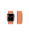 Apple Watch 42mm Hasırlı Cırtcırtlı Kordon - Turuncu