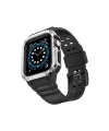 Apple Watch 42mm Kr401 Silikon Kordon - Siyah-gümüş