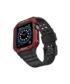 Apple Watch 42mm Kr401 Silikon Kordon - Siyah-kırmızı
