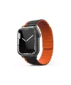 Apple Watch 42mm Mo-wb1 Çift Renk Mıknatıslı Silikon Kordon (saat Değildir) - Siyah-turuncu