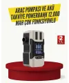 Araç Lastik Şişirme Pompası Ve Akü Takviye Powerbank Bir Arada