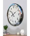 Arapça Rakamlı Krom 52 Cm Metal Duvar Saati