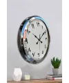 Arapça Rakamlı Krom 52 Cm Metal Duvar Saati