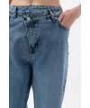 Asimetrik Bel Paça Yırtmaçlı Jean