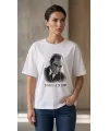 Atatürk Baskılı Tişört Kısa Kollu Bisiklet Yaka T-Shirt - Beyaz