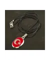 Ay Yıldız Metal Vinlex Deri Kolye