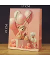 Ayıcık Desenli Pembe Küçük Boy Karton Hediye Çantası