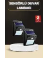 Bahçe Aydınlatma Sensörlü Güneş Enerjili Duvar Lambası 40 Led Işık
